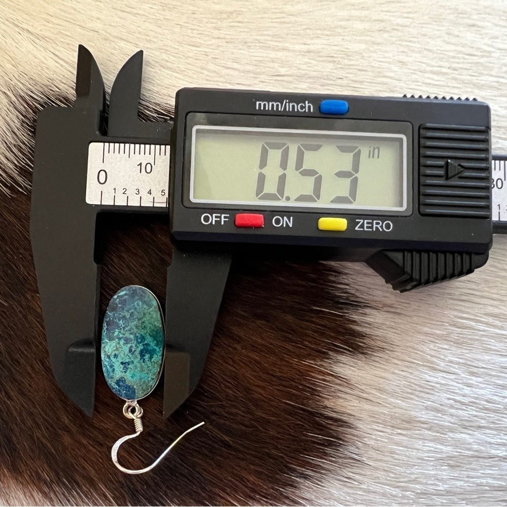 ❤️ Shattuckite Natural Gemstone Navajo Southwestern 925 Dangle Earrings 1.53”L - Picture 11 of 12